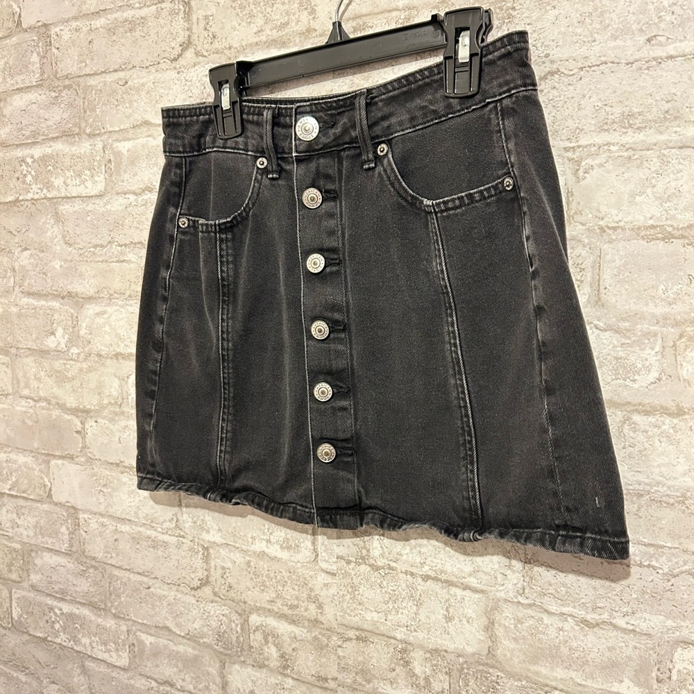 American Eagle Outfitters Black Button-Front Mini Skirt
